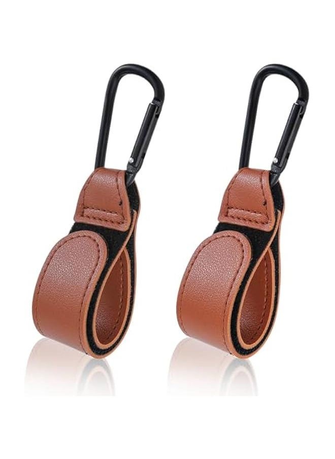 Generic 2pcs Baby Stroller Hooks, Adjustable Stroller Clips Universal Stroller Straps Baby Stroller Accessories for Hanging Diaper Bags Grocery Shopping Bags Easy to Use for Mom(Brown)  - Image 1