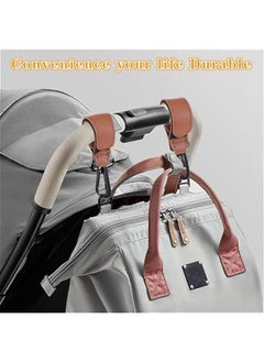 Generic 2pcs Baby Stroller Hooks, Adjustable Stroller Clips Universal Stroller Straps Baby Stroller Accessories for Hanging Diaper Bags Grocery Shopping Bags Easy to Use for Mom(Brown)  - Image 2