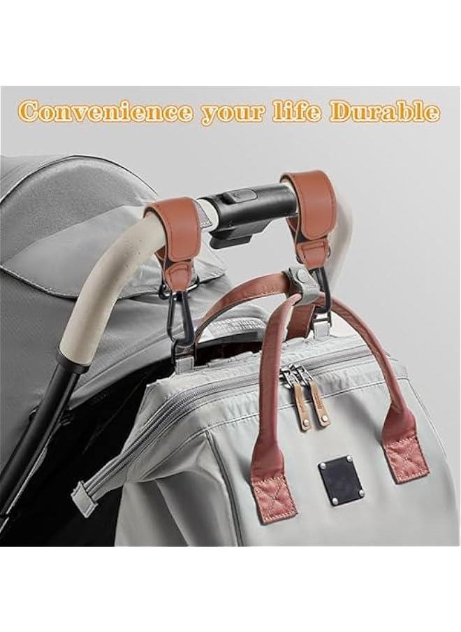 Generic 2pcs Baby Stroller Hooks, Adjustable Stroller Clips Universal Stroller Straps Baby Stroller Accessories for Hanging Diaper Bags Grocery Shopping Bags Easy to Use for Mom(Brown)  - Image 2