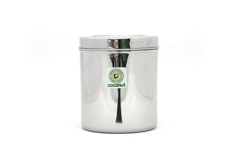 coconut Stainless Steel Storage Containers for Kitchen | Deep Dabba for Stroing Tea, Coffe and Pulses | Mutipurpose Canisters Ubha Dabba | Set of 1 | 1 Litre - Image 1