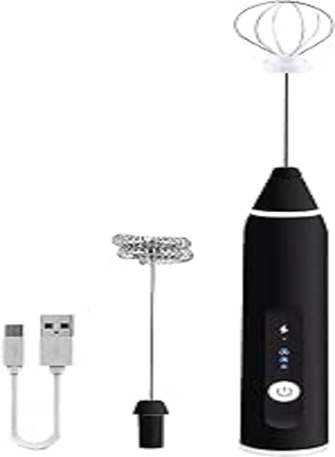 Spaceshoop USB Rechargeable Portable Milk Foam Machine and 3 Speed Adjustable Eggs Bat with 2 Stainless Steel Whiskers