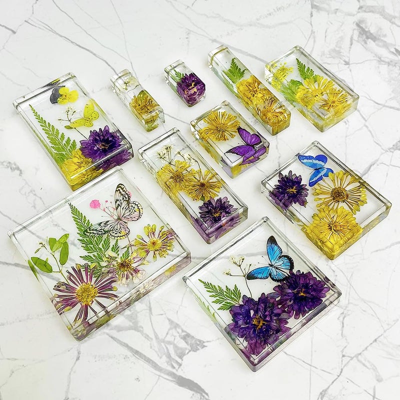 RESINWORLD Upgraded 10 Sizes Epoxy Resin Molds Silicone Kit, Square Rectangle Silicone Molds for Resin, Soap, Candles, Specimen, Dried Flower - Image 5