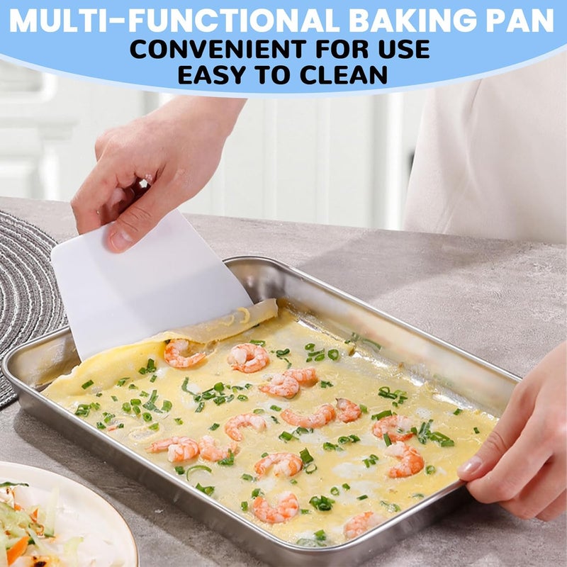 SAGREENY Baking Sheet Pans Set Stainless Steel Pan Cookie Sheets for Baking Bakeware Sets 4PCS Stainless Steel Baking Pans Set for Oven, Rectangle Baking Tray for Cooking Roasting - Image 4