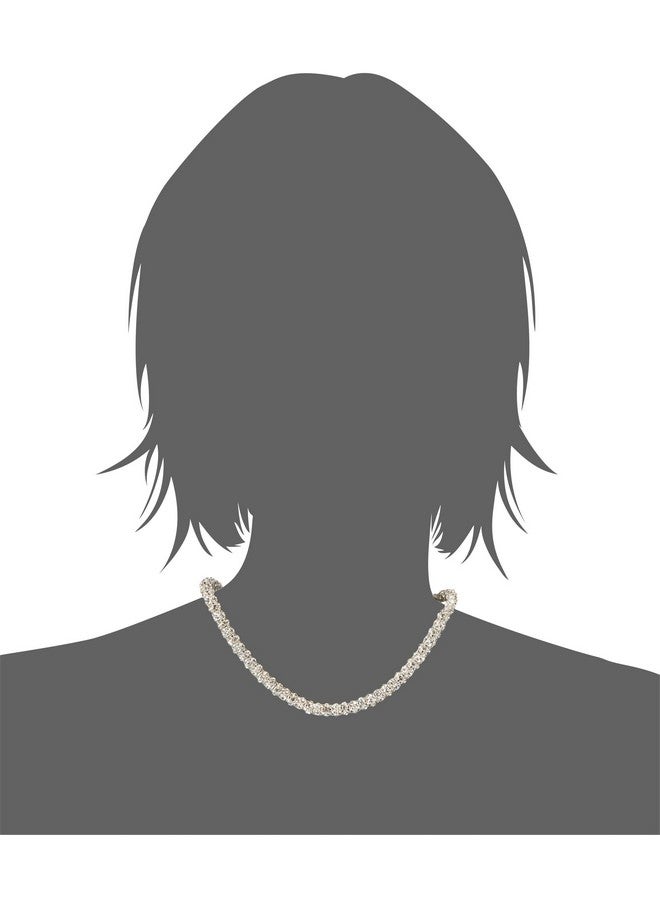 ANNE KLEIN Silvertone Crystal Glass Tubular Pave Collar Necklace 16 - Image 3