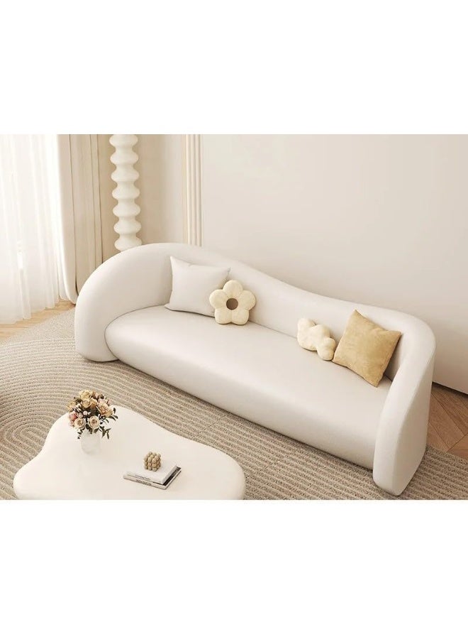 Poppins HOME Curved Sofa, Cream Colour, with Throw Pillows (3seater+1+1) - Image 2