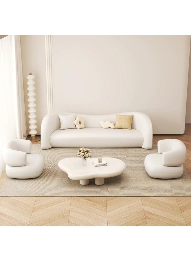 Poppins HOME Curved Sofa, Cream Colour, with Throw Pillows (3seater+1+1) - Image 1