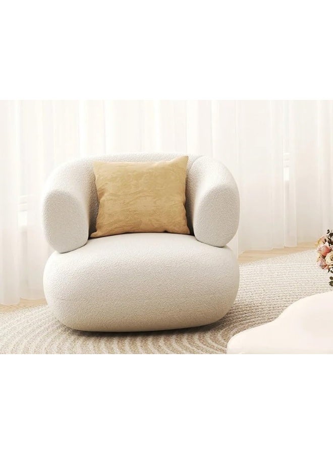 Poppins HOME Curved Sofa, Cream Colour, with Throw Pillows (3seater+1+1) - Image 3