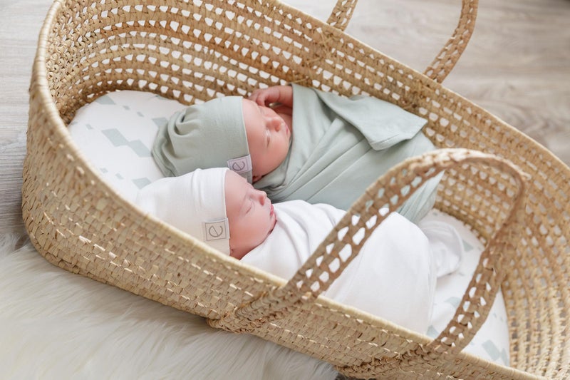 Ely's & Co. Bassinet Sheets Fitted Cover - Flexible Fit 100% Soft Jersey Knit Cotton - Neutral Grey Sage Diamond - 2 Pack Set - Image 5