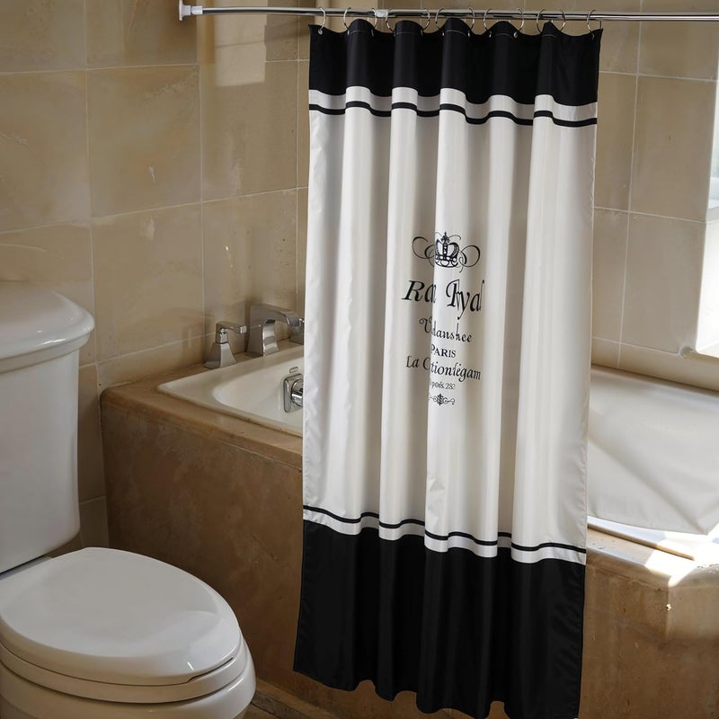 Riverbyland Decorative Vintage Black Ivory Polyester Shower Curtain 72" x 72" - Image 3
