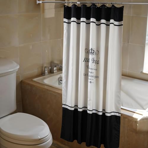 Riverbyland Decorative Vintage Black Ivory Polyester Shower Curtain 72" x 72" - Image 1