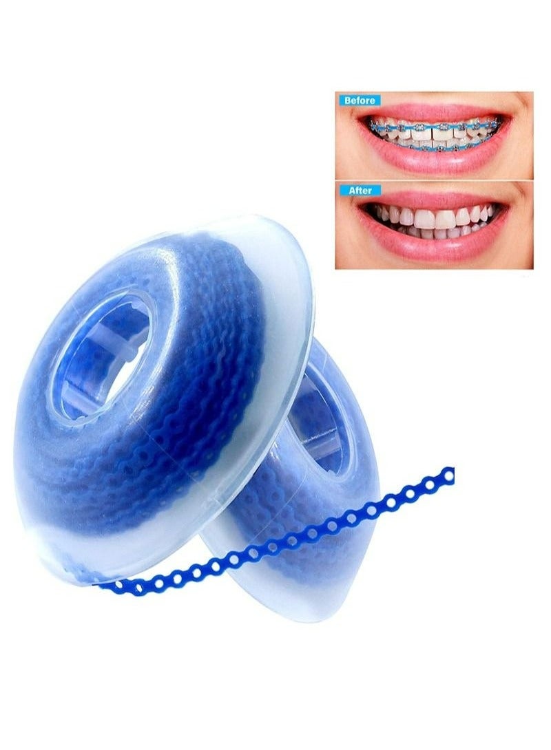 Geustos 2 Rolls Of 2.28m Each Orthodontic Braces Rubber Chain，The Braces Dynamic Chain Consists Of A Short Filament Chain (Short，0.136 in (3.3 mm)，Prussian Blue)  - Image 1