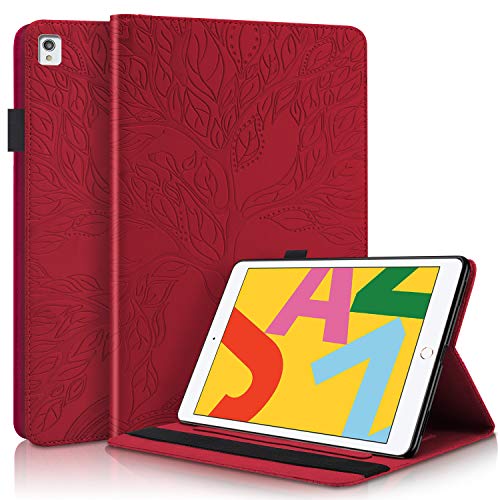 TIPOYOROO Case for iPad 9th Gen Case 2021/8th Gen Case 2020/7th Generation 2019 Case 10.2''/iPad Air 10.5 2019/iPad Pro 10.5 Cover PU Leather Slim Folio Stand Case Protective Cover with Pencil Holders - Red - Image 1
