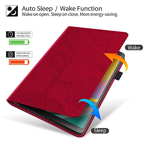 TIPOYOROO Case for iPad 9th Gen Case 2021/8th Gen Case 2020/7th Generation 2019 Case 10.2''/iPad Air 10.5 2019/iPad Pro 10.5 Cover PU Leather Slim Folio Stand Case Protective Cover with Pencil Holders - Red - Image 4