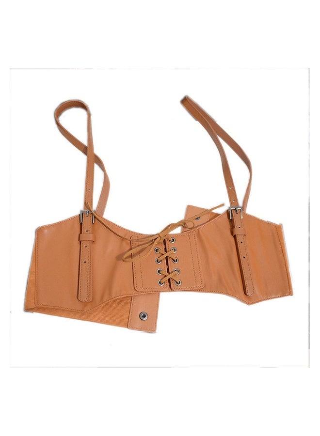 Corset Belts Women Fashion PU Leather Belt Vest Punk Adjustable Underbust Corset Belt for Girls Dresses Cosplay Party Rave Costume Brown S - Image 3