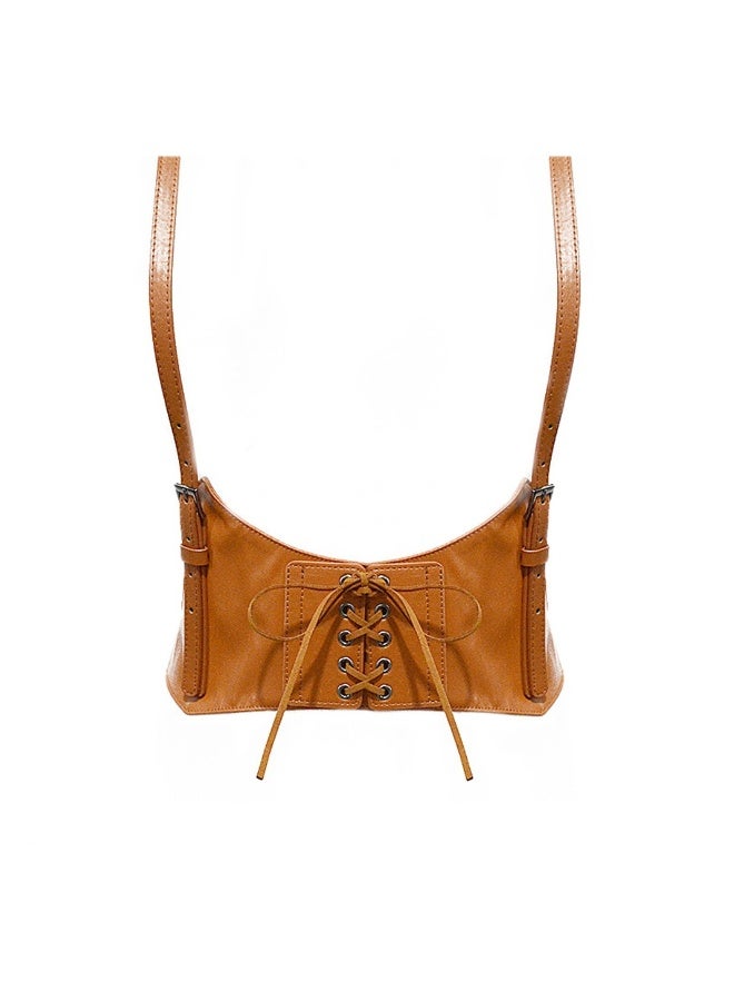 Corset Belts Women Fashion PU Leather Belt Vest Punk Adjustable Underbust Corset Belt for Girls Dresses Cosplay Party Rave Costume Brown S - Image 1
