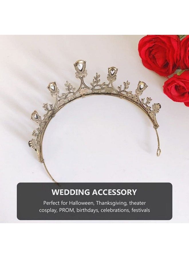 Beaupretty - Baroque Queen Tiara Retro Rhinestone Wedding Bridal Crown Princess Jeweled Hair Accessories For Women (Red) - Image 1
