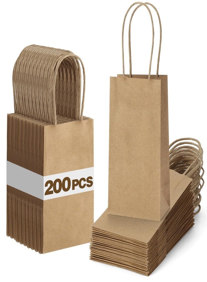 BagDream 200 Pack 3.5x2.4x6.7 Inches Mini Gift Bags with Handles Bulk Small Paper Party Favor Bags Recyclable Tiny Kraft Brown Paper Sacks - Image 1