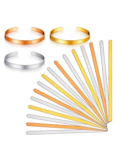 16 Pieces Brass Aluminum and Copper Bracelet Blanks, Metal Stamp Bracelet Blanks, DIY Bracelet Jewelry Making, Suitable for Making Presents Stamping Jewelry
