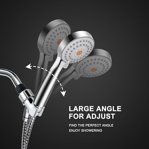 HO2ME High Pressure Handheld Shower Head with Powerful Shower Spray against Low Pressure Water Supply Pipeline, Multi-functions, w/ 79'' Hose, Bracket, Chrome Finish - Image 5