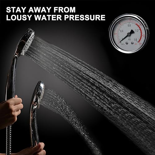 HO2ME High Pressure Handheld Shower Head with Powerful Shower Spray against Low Pressure Water Supply Pipeline, Multi-functions, w/ 79'' Hose, Bracket, Chrome Finish - Image 3
