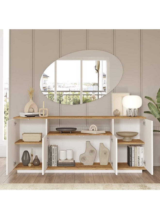 Home Canvas Home Canvas Future Side Board Console  Pine and White  - Image 4