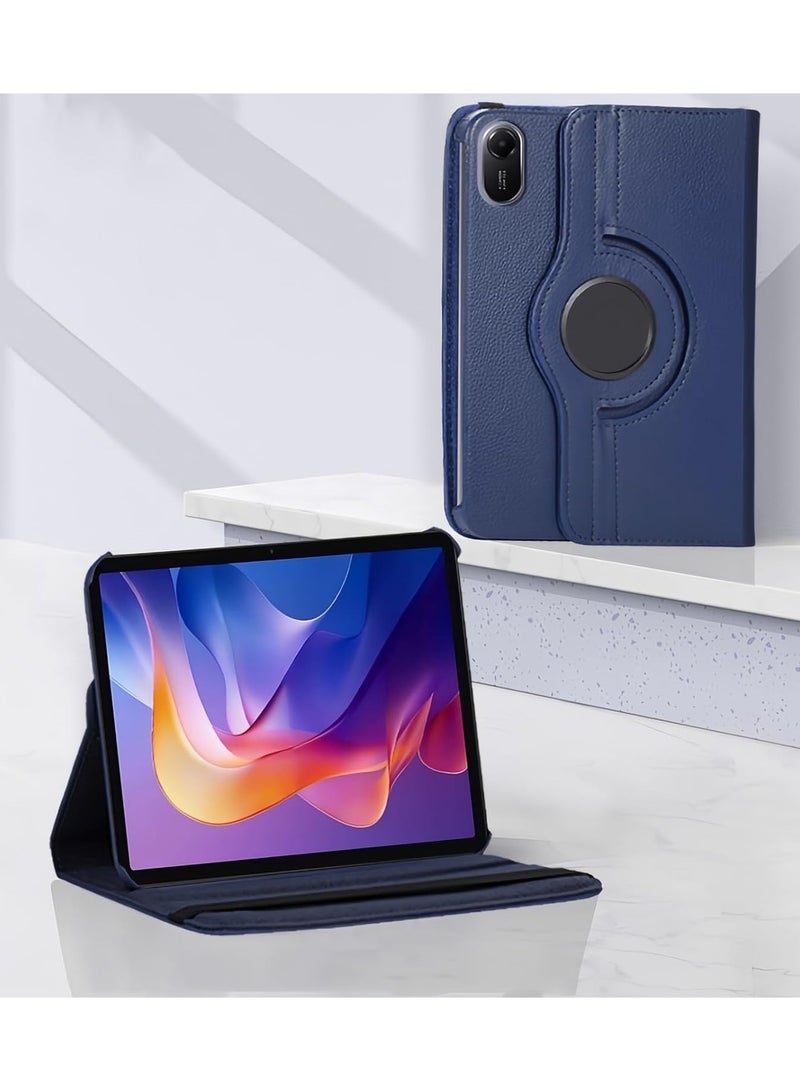 Case Compatible with Xiaomi Redmi Pad 2 11 inch 2025 Tablet Protector Pebbled Rotating 360 Solid Color Protective Case Holster (Dark Blue)