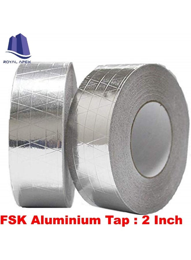 Royal Apex Multi-Purpose Strong Aluminium Foil Adhesive Insulation Tape For Roof Leak Surface Crack Window Sill Gap Pipe Rupture Boat Sealing Etc‚ 2 Inch Pack Of 2 Fsk Aluminium Tap  - Image 2