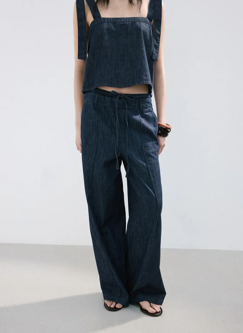 مانجو Wide Leg Denim Trousers