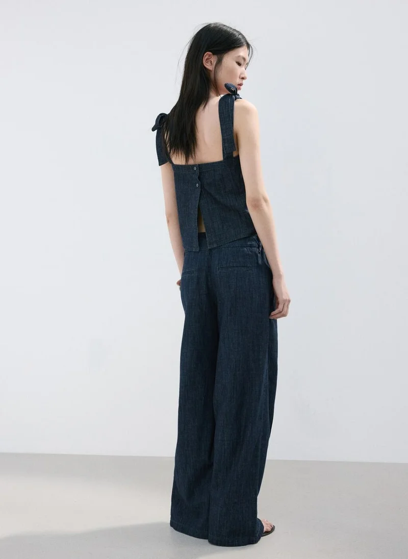 مانجو Wide Leg Denim Trousers