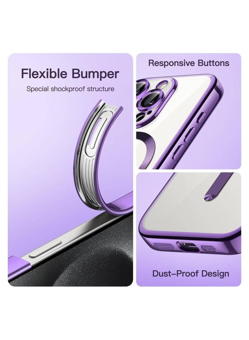 ELTRAZONE Electroplated Case for iPhone 15 Pro Max 6.7-Inch, Camera Lens Full Protection, Compatible with MagSafe Wireless Charging, Shockproof Soft TPU Phone Cover (Purple) - Image 5
