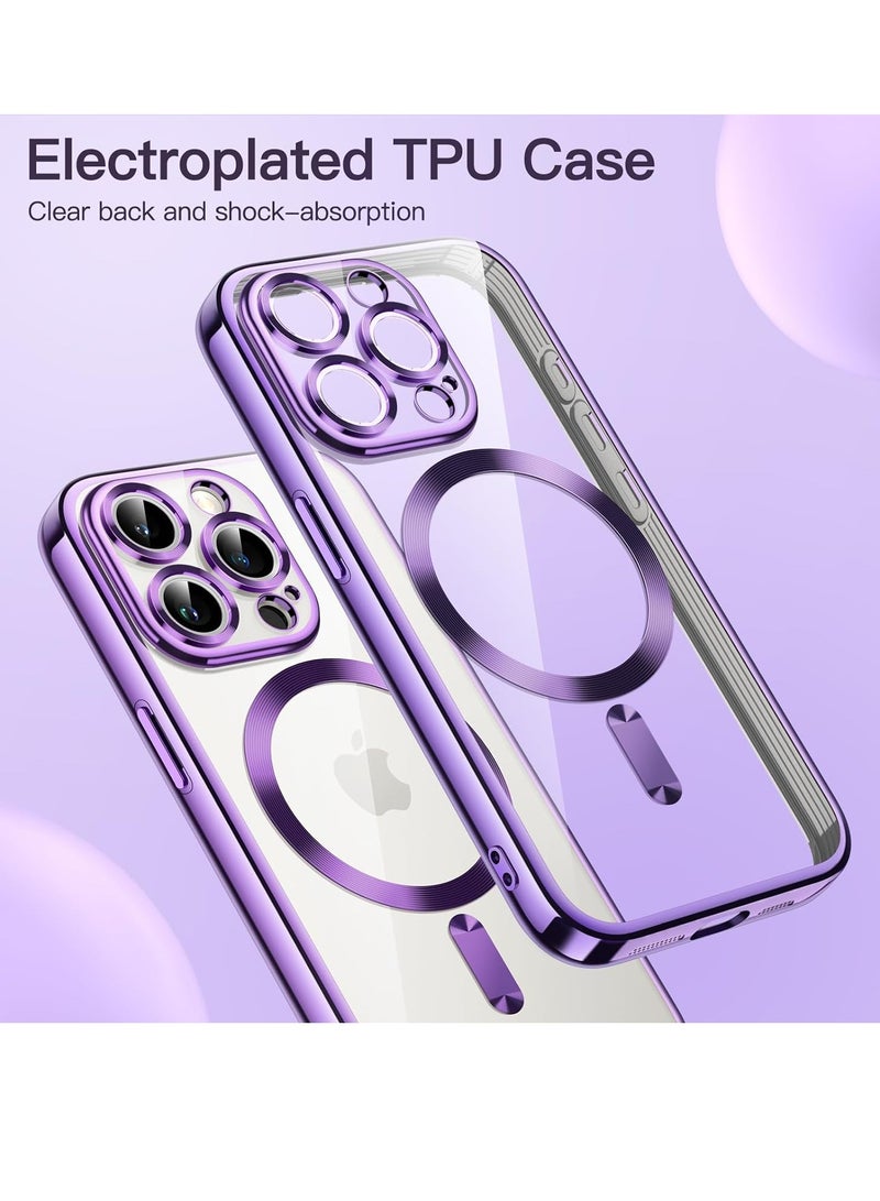 ELTRAZONE Electroplated Case for iPhone 15 Pro Max 6.7-Inch, Camera Lens Full Protection, Compatible with MagSafe Wireless Charging, Shockproof Soft TPU Phone Cover (Purple) - Image 2