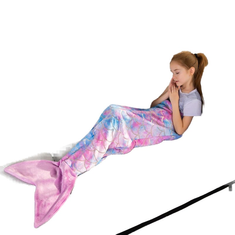 COSUSKET Toddler Mermaid Tail Blankets Glittering Cozy Soft Flannel Rainbow Colorful Gifts All Season for Toddlers/Kids - Image 1