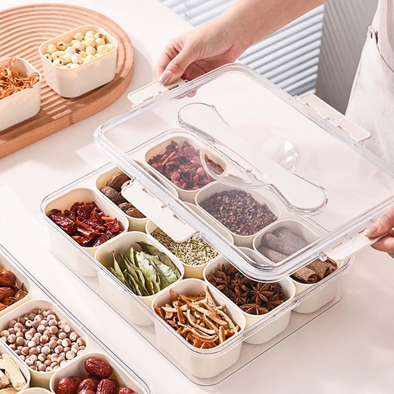 SILIVO Snackle Box Container - 9 Compartment Portable Divided Serving Tray with Lid and Handle,Clear Snack Organizer for Candy, Fruits, Nuts, Snacks - Perfect for Party, Travel and Entertaining - Image 5