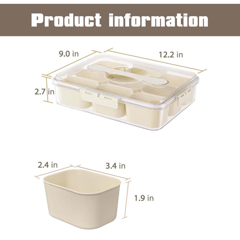 SILIVO Snackle Box Container - 9 Compartment Portable Divided Serving Tray with Lid and Handle,Clear Snack Organizer for Candy, Fruits, Nuts, Snacks - Perfect for Party, Travel and Entertaining - Image 3