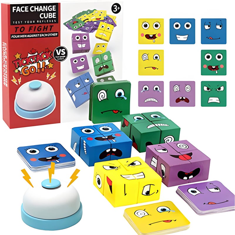 Flying Banana Wooden Cubes IQ Puzzle Building Cube Express Toy Faces Magic Face Building Block Wooden Puzzle Montessori Toy - Image 2