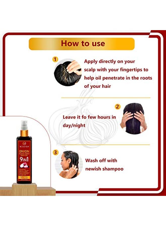 Newish Organico Onion Hair Oil For Hair Growth, Anti Dandruff & Red Oninin | Besto Hair Fall Control Oil For Baldnes | Argan Oil, Almond Oil, Morrocan Oil | Hair Regrownz Black Seed Oil For Women 200Ml - Image 4