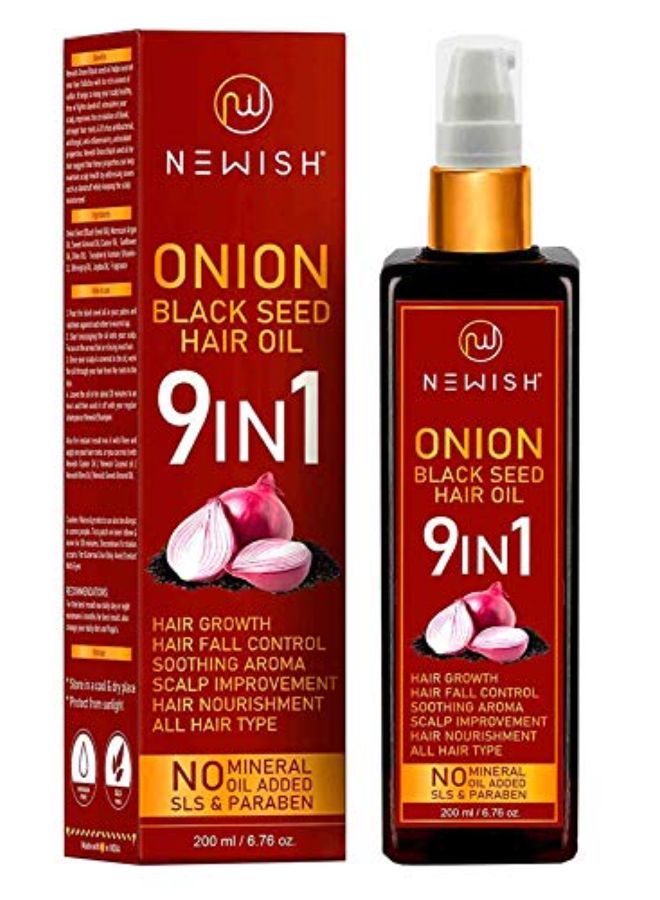 Newish Organico Onion Hair Oil For Hair Growth, Anti Dandruff & Red Oninin | Besto Hair Fall Control Oil For Baldnes | Argan Oil, Almond Oil, Morrocan Oil | Hair Regrownz Black Seed Oil For Women 200Ml - Image 1