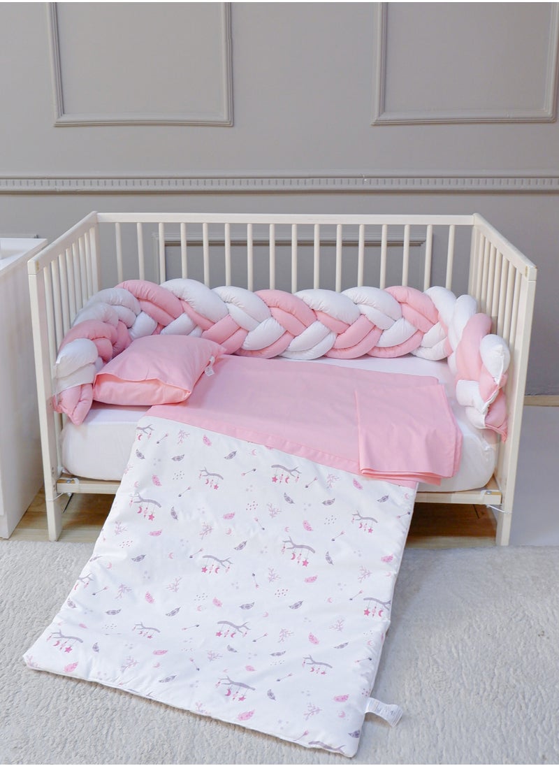 FUN MOMENT Baby Bed Braided Bassinet with Quilt, Pillow and Sheet  - Image 1