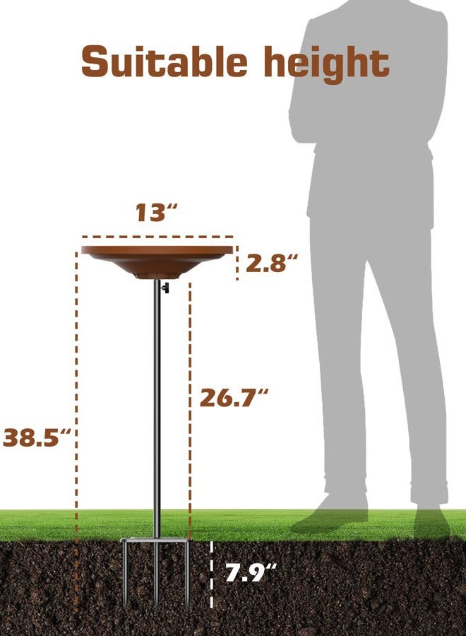 Kesito Bird Baths for Outdoors, Detachable Birdbaths for The Garden Clearance, Freestanding Bird Baths for Outdoors Heavy Duty, Bird Bath Bowl Spa & Birdfeeder with Metal Stake Stand, Circle Shape (Brown) - Image 3