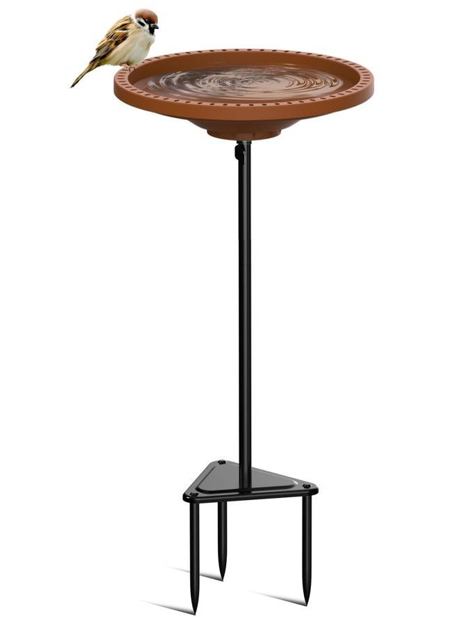 Kesito Bird Baths for Outdoors, Detachable Birdbaths for The Garden Clearance, Freestanding Bird Baths for Outdoors Heavy Duty, Bird Bath Bowl Spa & Birdfeeder with Metal Stake Stand, Circle Shape (Brown) - Image 1