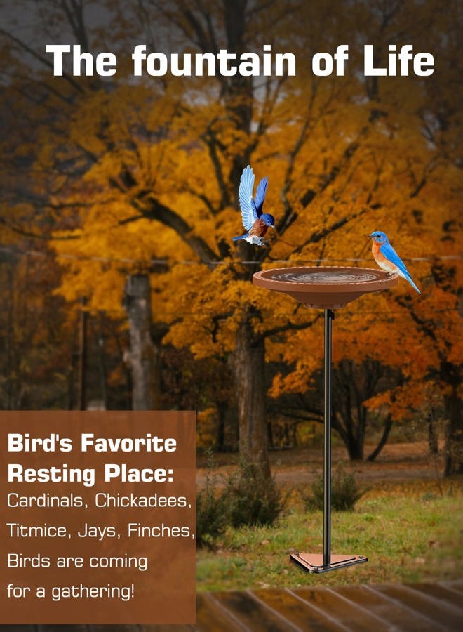 Kesito Bird Baths for Outdoors, Detachable Birdbaths for The Garden Clearance, Freestanding Bird Baths for Outdoors Heavy Duty, Bird Bath Bowl Spa & Birdfeeder with Metal Stake Stand, Circle Shape (Brown) - Image 2