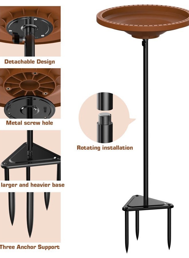 Kesito Bird Baths for Outdoors, Detachable Birdbaths for The Garden Clearance, Freestanding Bird Baths for Outdoors Heavy Duty, Bird Bath Bowl Spa & Birdfeeder with Metal Stake Stand, Circle Shape (Brown) - Image 5
