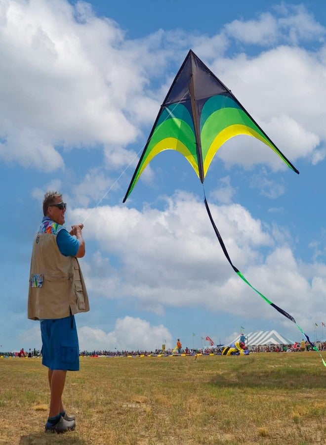 Flying Hoofer Gaint Kite for Adults Easy to Fly, 9ft Huge Delta Kite Come with 98ft Tail (Black and Green). - Image 2