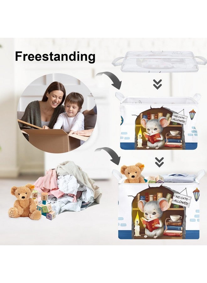 Clastyle Mouse Reading Book Shelf Basket for Classroom Collapsible Toy Gift Kid Storage Basket Baby Clothes Organizer Nursery Bin - Image 3