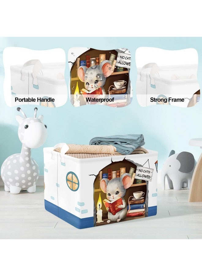 Clastyle Mouse Reading Book Shelf Basket for Classroom Collapsible Toy Gift Kid Storage Basket Baby Clothes Organizer Nursery Bin - Image 4