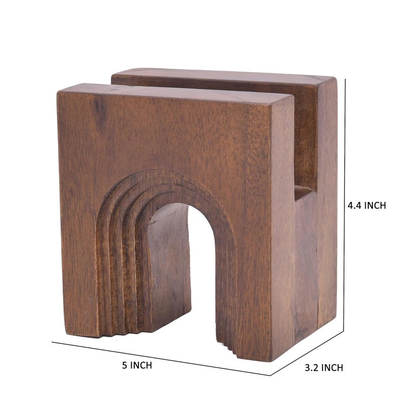OGGN Antique Handcrafted Decorative Wooden Napkin Holder for Dining Table Napkin Holders for Kitchen Table Napkin Holder for Wash Basin Napkin Stand for Kitchen Dining Table Decoration Brown - Image 2