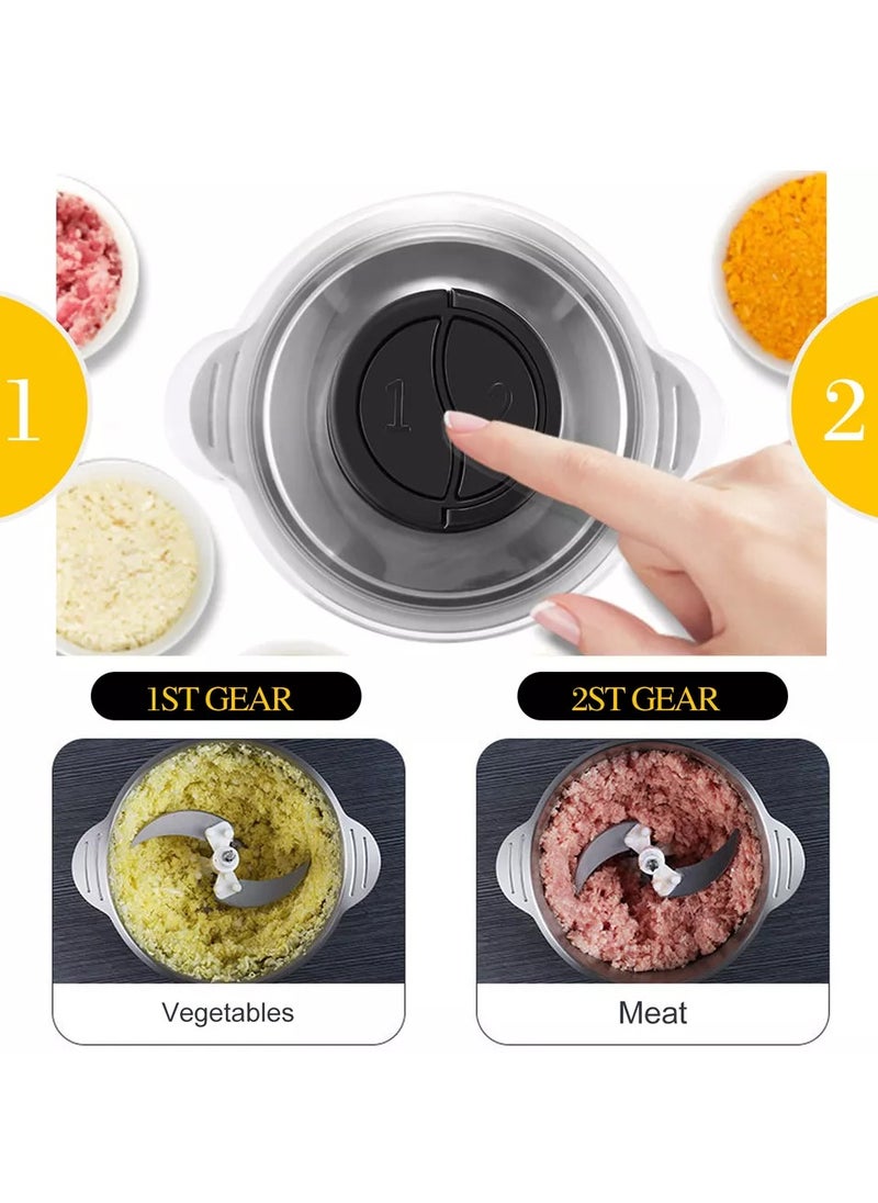 Perfin Electric Chopper 3L Meat Grinder 2 Speed Adjustable Food Chopper for Vegetables and Meat Multipurpose Mincer with Double layer 4-blade blade 300W  - Image 3