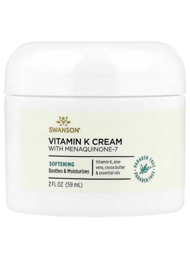 Swanson, Vitamin K Cream with Menaquinone-7, 2 fl oz (59 ml) - Image 1