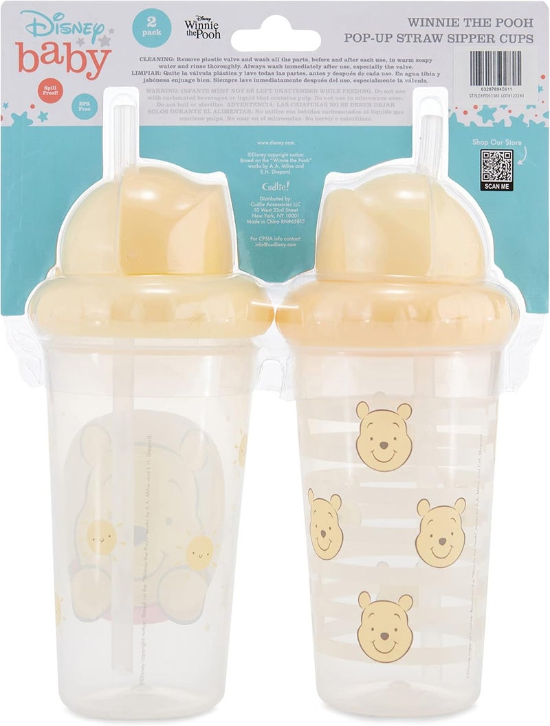 Disney Toddler Sippy Cups - 10 Ounce Pack of Two with Straw and Lid, Leak Proof Design - Image 3