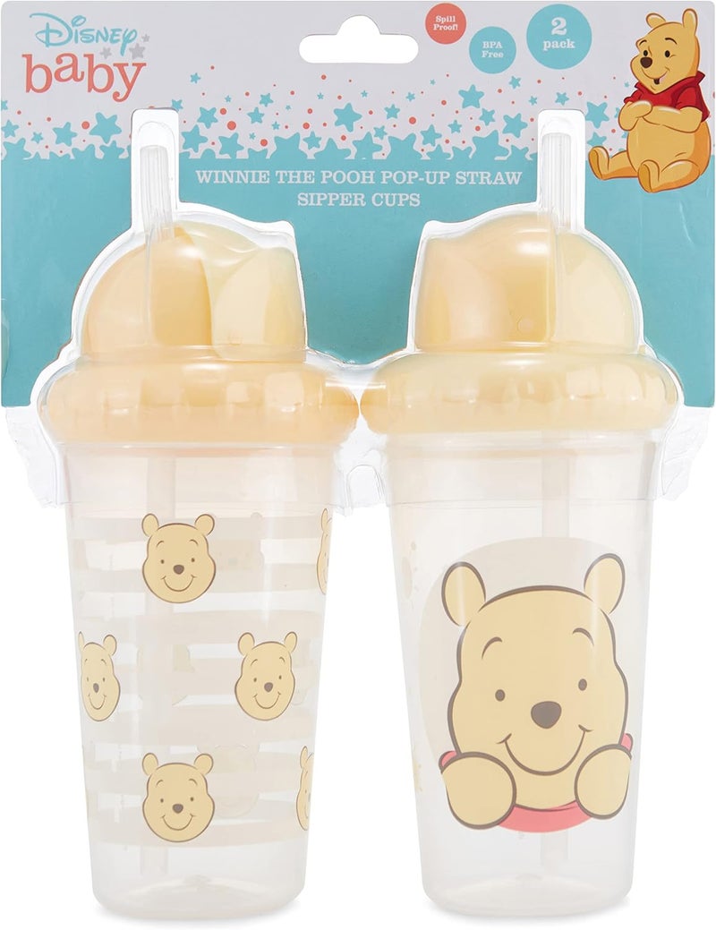 Disney Toddler Sippy Cups - 10 Ounce Pack of Two with Straw and Lid, Leak Proof Design - Image 2